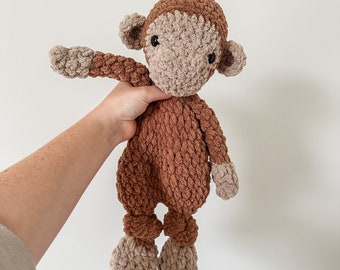 Max Monkey Snuggler | Mini Monkey Lovey | Zoo Nursery Decor | Heirloom Gift | First Birthday Gift | Kids Christmas Gift | Baby Shower Gift