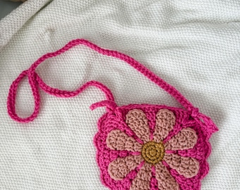 Flower Kids Purse | Kids Purse | Toddler Purse | Children’s Cross Body Bag | Toddler Mini Bag | Handmade Flower Crochet Purse for Kids