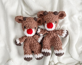 Rudolph Lovey | Christmas Lovey | Crochet Deer | Gift for Kids | Holiday Decor