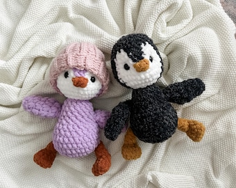 Peluche pingouin fait main | Peluche pingouin au crochet | Cadeau de premier anniversaire | Cadeau baby shower | Décoration de chambre d'enfant | Jouets pour enfants