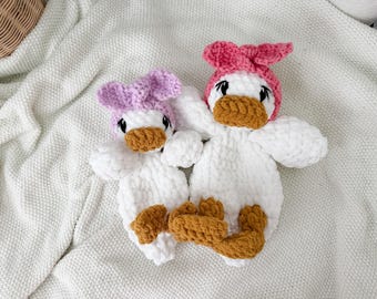 Della Duck Lovey | Della Duck Snuggler | Handmade Duck Lovey | Crochet Duck Lovey | First Birthday Gift | Baby Shower Gift | New Baby Gift