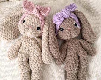 Handmade Bunny Snuggler | Crochet Bunny Lovey | First Birthday Gift | Baby Shower Gift | Nursery Decor | Kid’s Toys