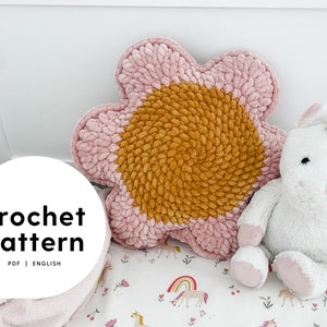 Daisy Days Pillow Crochet Pattern | No Sew Pillow Crochet Pattern | Daisy Crochet Pattern | Kids Crochet Pattern | Home Crochet Pattern