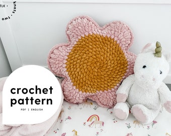 Daisy Days Pillow Crochet Pattern | No Sew Pillow Crochet Pattern | Daisy Crochet Pattern | Kids Crochet Pattern | Home Crochet Pattern