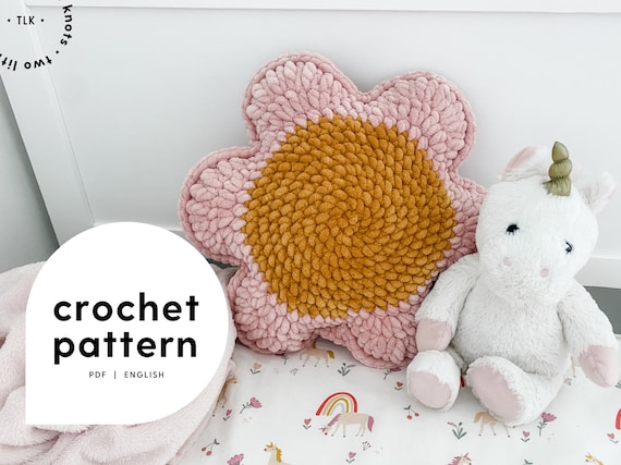 Daisy Days Pillow Crochet Pattern | No Sew Pillow Crochet Pattern | Daisy Crochet Pattern | Kids Crochet Pattern | Home Crochet Pattern