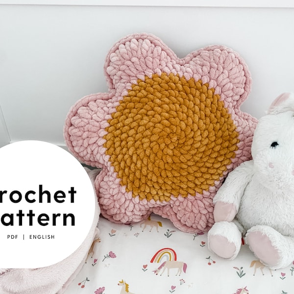 Daisy Days Pillow Crochet Pattern | No Sew Pillow Crochet Pattern | Daisy Crochet Pattern | Kids Crochet Pattern | Home Crochet Pattern