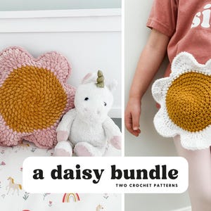 PATTERN BUNDLE | Daisy Days Crochet Pillow Pattern | Daisy Kids Purse Crochet Pattern | Daisy Crochet Patterns
