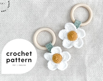 Daisy Teether Crochet Pattern | No Sew Teether Crochet Pattern | Daisy Teether Crochet Pattern | Baby Crochet Pattern | Home Crochet Pattern