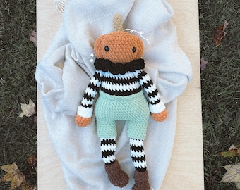 Pumpkin Boy | Halloween Decor | Halloween Stuffed Animal | Jack O' Lantern Stuffed Animal | Ready to Ship