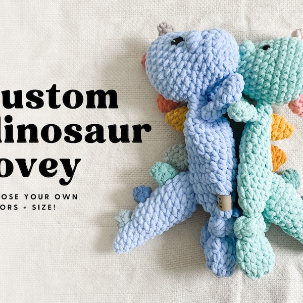 Handmade Dinosaur Snuggler | Crochet Dinosaur Lovey | First Birthday Gift | Baby Shower Gift | Dino Stuffey | Baby Toddler Gift
