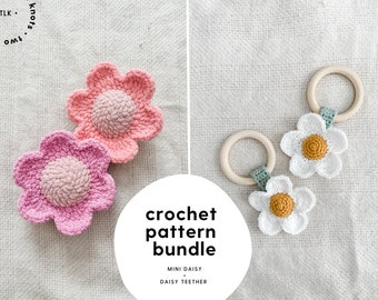 PATTERN BUNDLE | Mini Daisy Crochet Pattern | Daisy Teether Crochet Pattern | Daisy Crochet Patterns