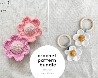 PATTERN BUNDLE | Mini Daisy Crochet Pattern | Daisy Teether Crochet Pattern | Daisy Crochet Patterns