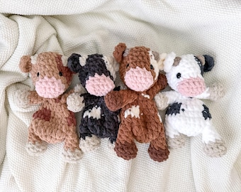 Mini Cow Snugglers | Cow Lovey | First Birthday Gift | Baby Shower Gift | Crochet Cow Lovey | Handmade Cow Snuggler