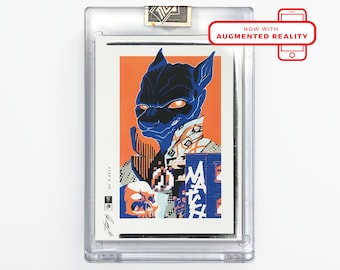 002 Fenrir Art Trading Card (FIRMATO) Hard-case - "OV3RLO4D Collection" - MATCH© opere d'arte animate in realtà aumentata collezionabile.