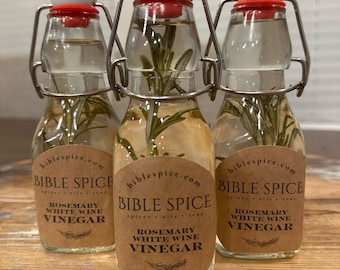 Rosemary White Wine Vinegar | Gourmet Cooking Vinegar in Swing-Top Glass Bottle | Bible Spice