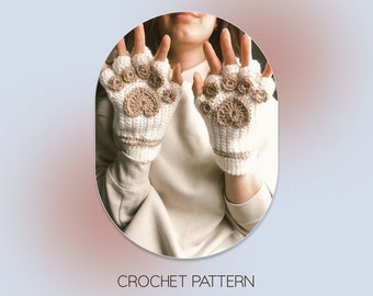 Cat Paw Fingerless Mittens Crochet Pattern