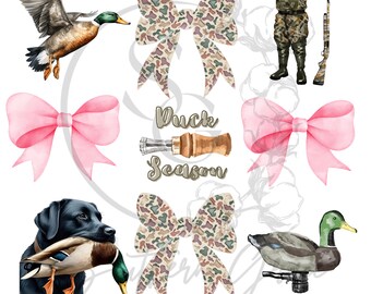 Preppy Duck Season Camo Bows PNG