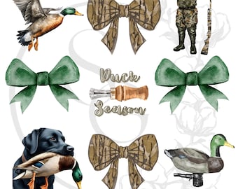 Preppy Duck Season Camo Bows PNG