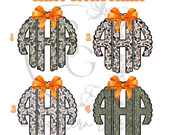 Orange Bow & Camo Monogram PNG