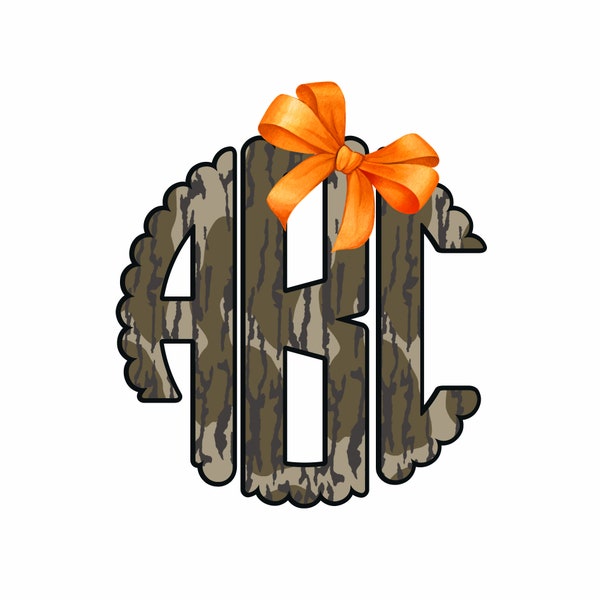 Orange Bow & Camo Monogram PNG