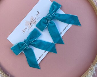 Blue velvet midi bows twin pack