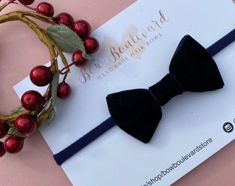 Dainty navy velvet headband