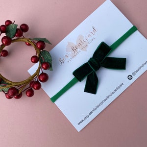 Forest green velvet baby headband