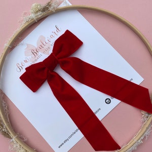 Luxe red velvet long tail bow