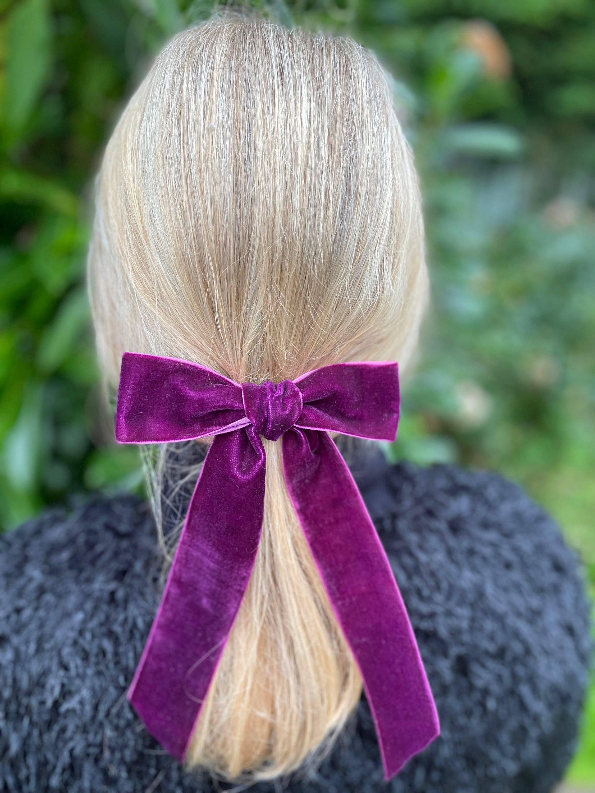 Plum velvet bow