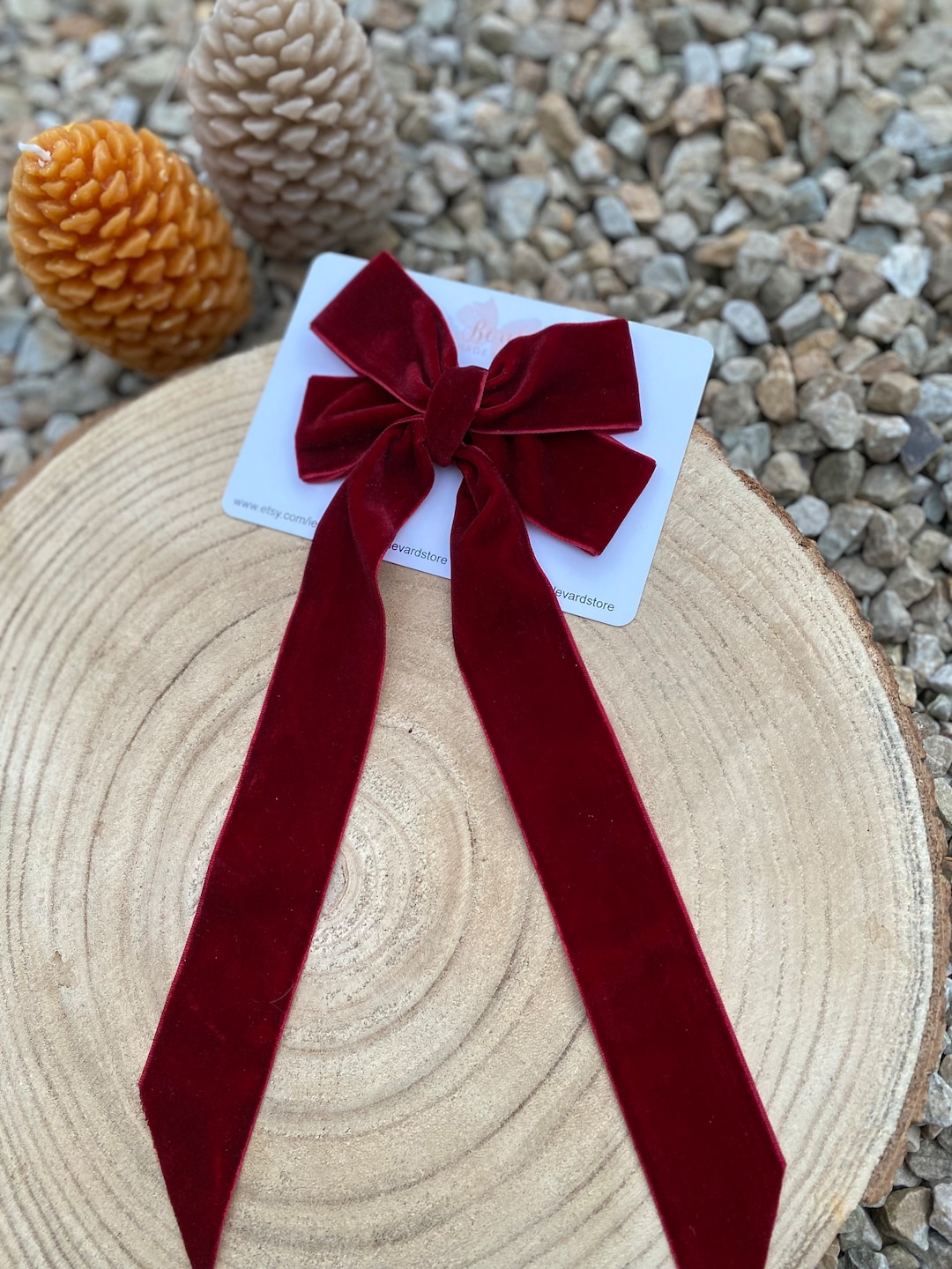 Barrette Cheveux Nœud Velours Bordeaux – Sans Marque – Déco Féminine Et élégante