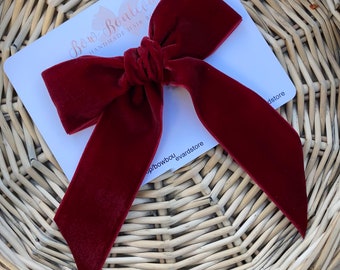 Burgundy velvet bow