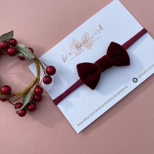 Dainty burgundy velvet headband