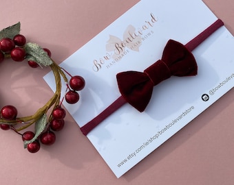 Dainty burgundy velvet headband