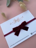 Burgundy velvet baby headband