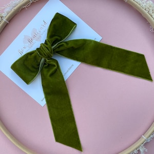 Olive green velvet bow