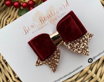 Burgundy & rose gold bow