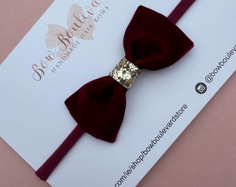 Burgundy velvet headband