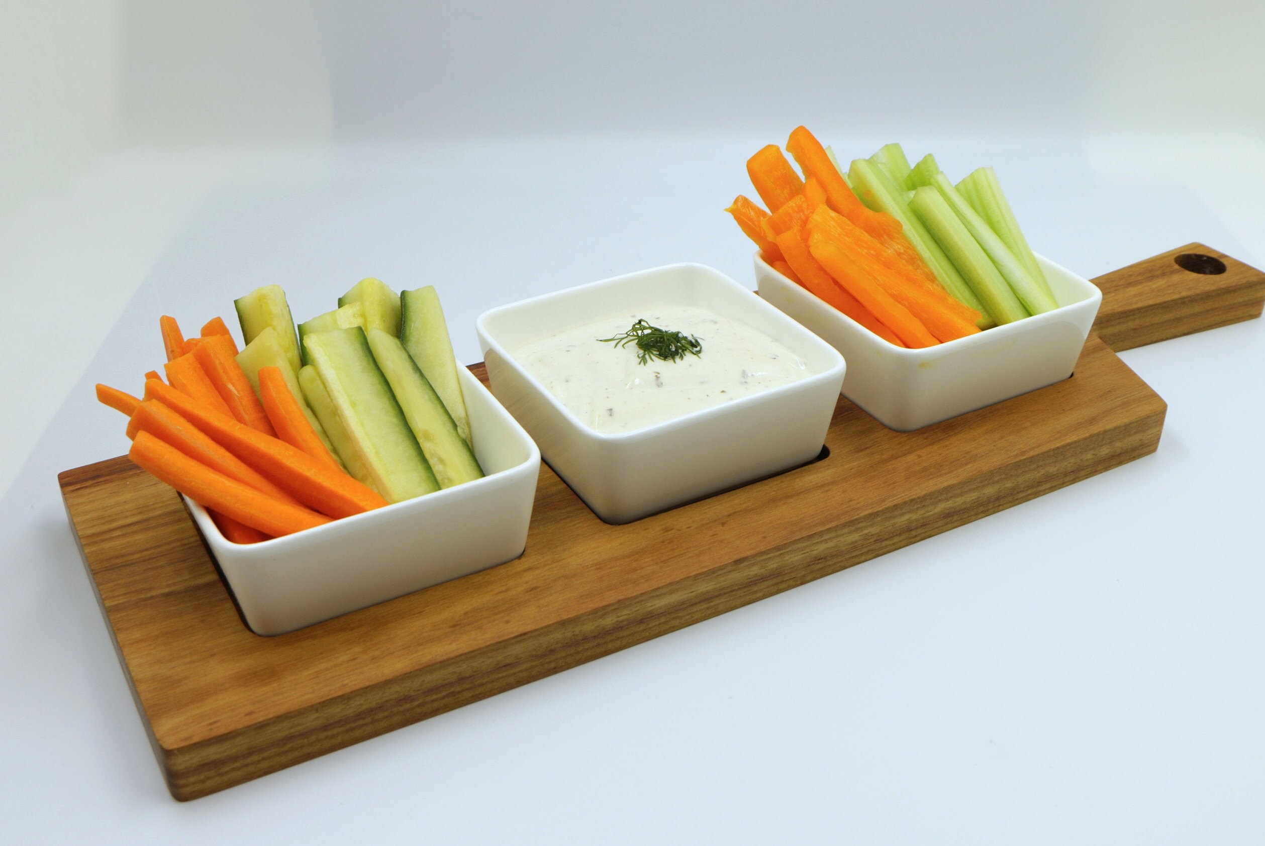 Charcuterie Board W/ 3 Ceramic Ramekins Canary Wood Cheese Etsy