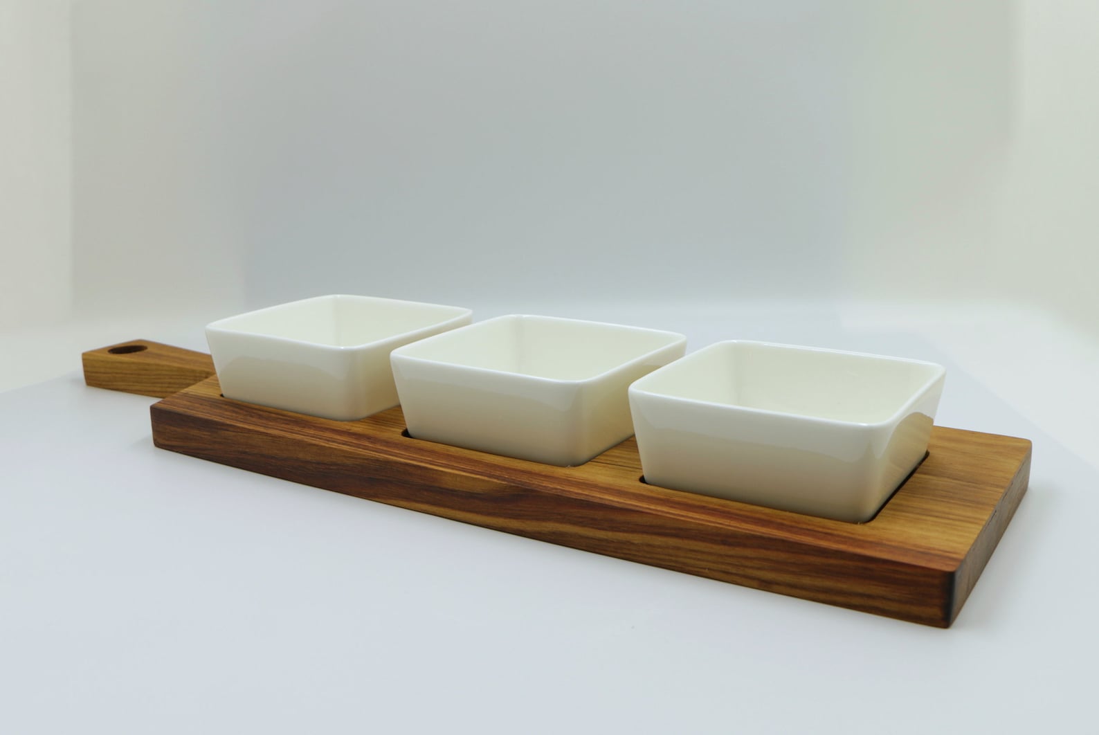 Charcuterie Board W/ 3 Ceramic Ramekins Canary Wood Cheese Etsy