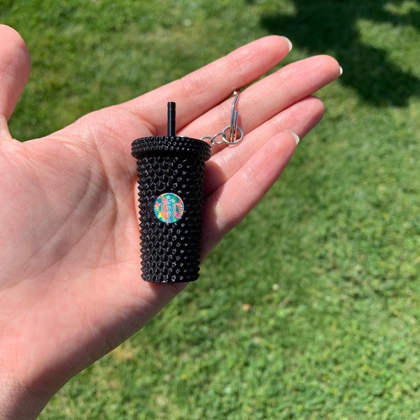 Starbucks Inspired Miniature Studded Tumbler Keychain