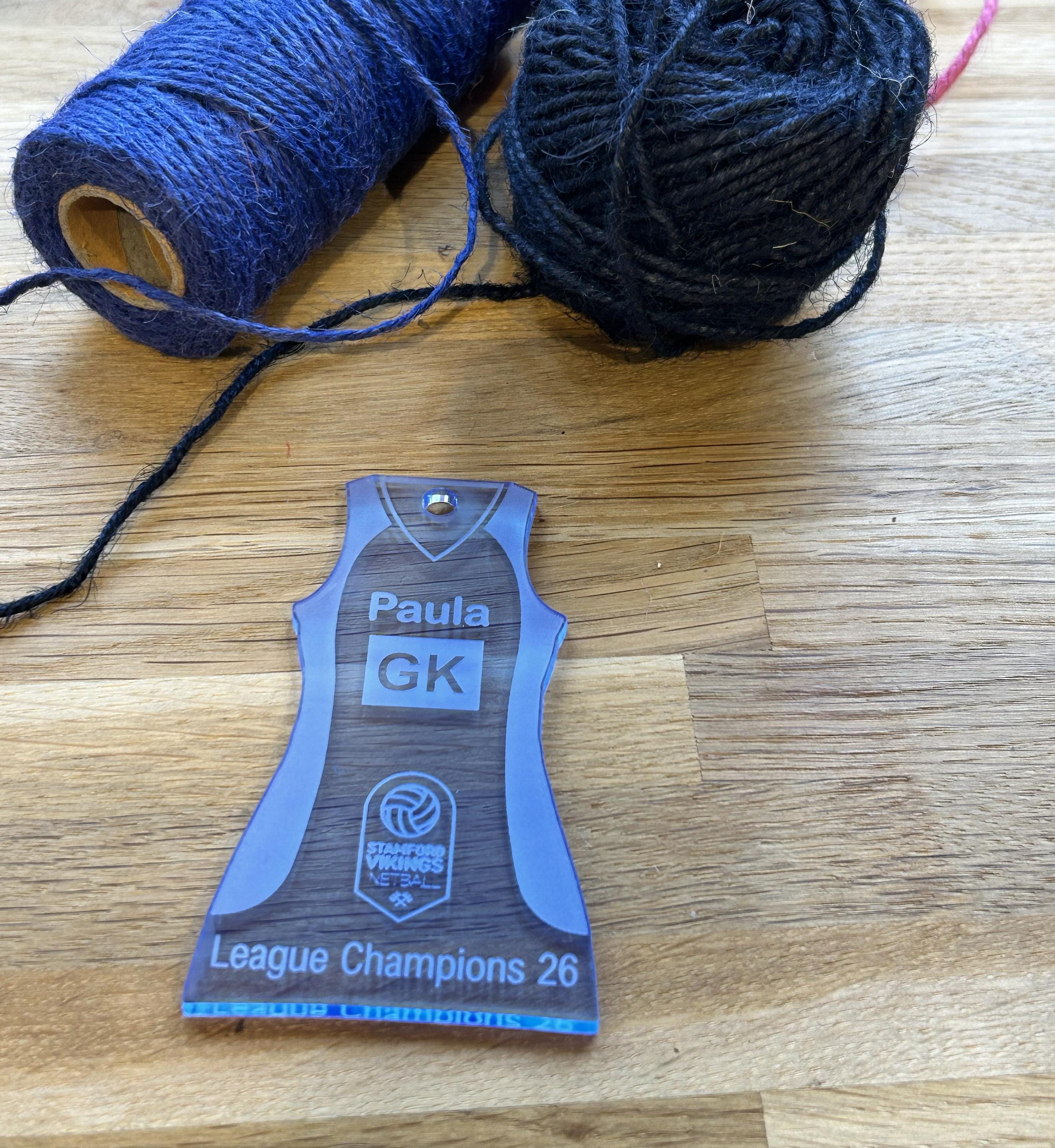 Personalised Netball Keyring – Fluorescent Blue Acrylic Dress | Custom ...