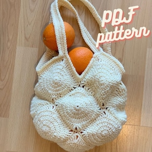 Vintage Inspired Crochet Summer Lace Beach Tote Pattern - Granny Square Grocery Tote - PDF - Multipurpose Fruit Bag - Eco-friendly