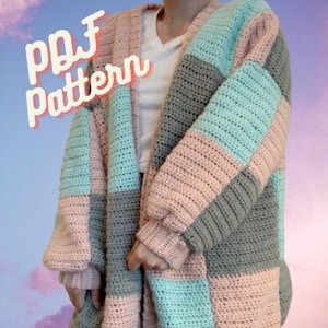 Patchwork Cardigan Cute Crochet Pattern (PDF) Digital, one size fits all