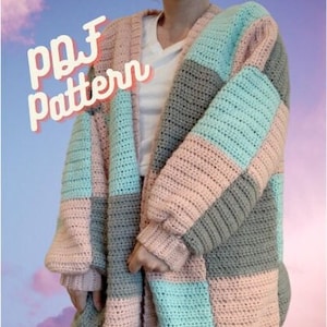 Cardigan patchwork, joli motif au crochet (PDF) numérique, taille unique