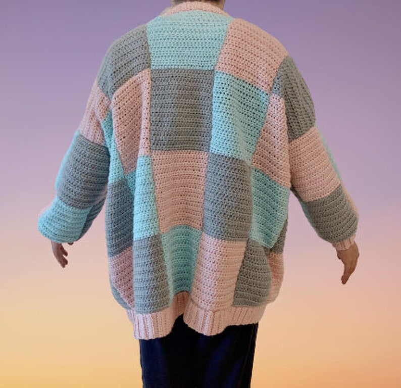 Patchwork Cardigan Cute Crochet Pattern PDF Digital, one size fits all image 6