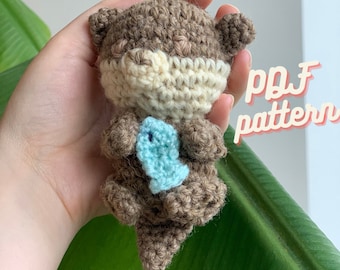 Otter Keychain Crochet Pattern - River Otter PDF Pattern - Amigurumi - Digital - Cute Sea Otter