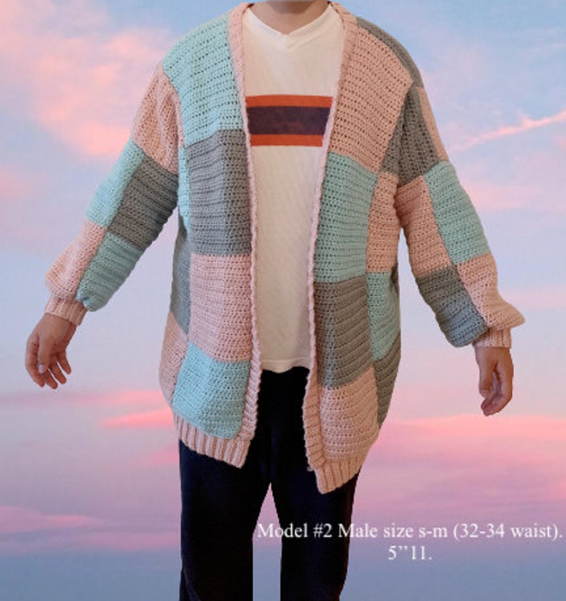 Patchwork Cardigan Cute Crochet Pattern PDF Digital, one size fits all image 5