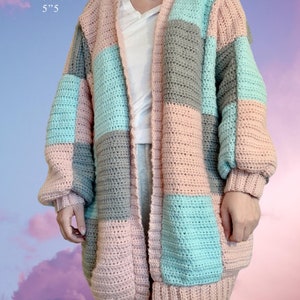 Patchwork Cardigan Cute Crochet Pattern PDF Digital, one size fits all image 2