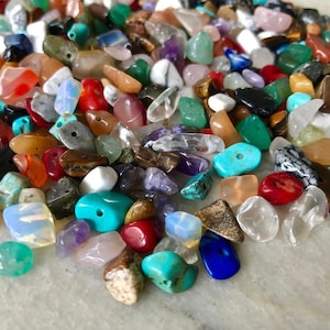 DIY gemstone crystals raw stone crafts semi-precious stone beads nuggets jewelry aventurine amethyst rose quartz and much more with hole