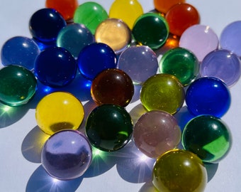Paquete de 24 bolas de cristal (16 mm), canicas hechas a mano, cristal soplado, mármol de cristal, colores pastel, juega divertido Montessori Waldorf